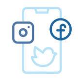 Social Media icons with phone